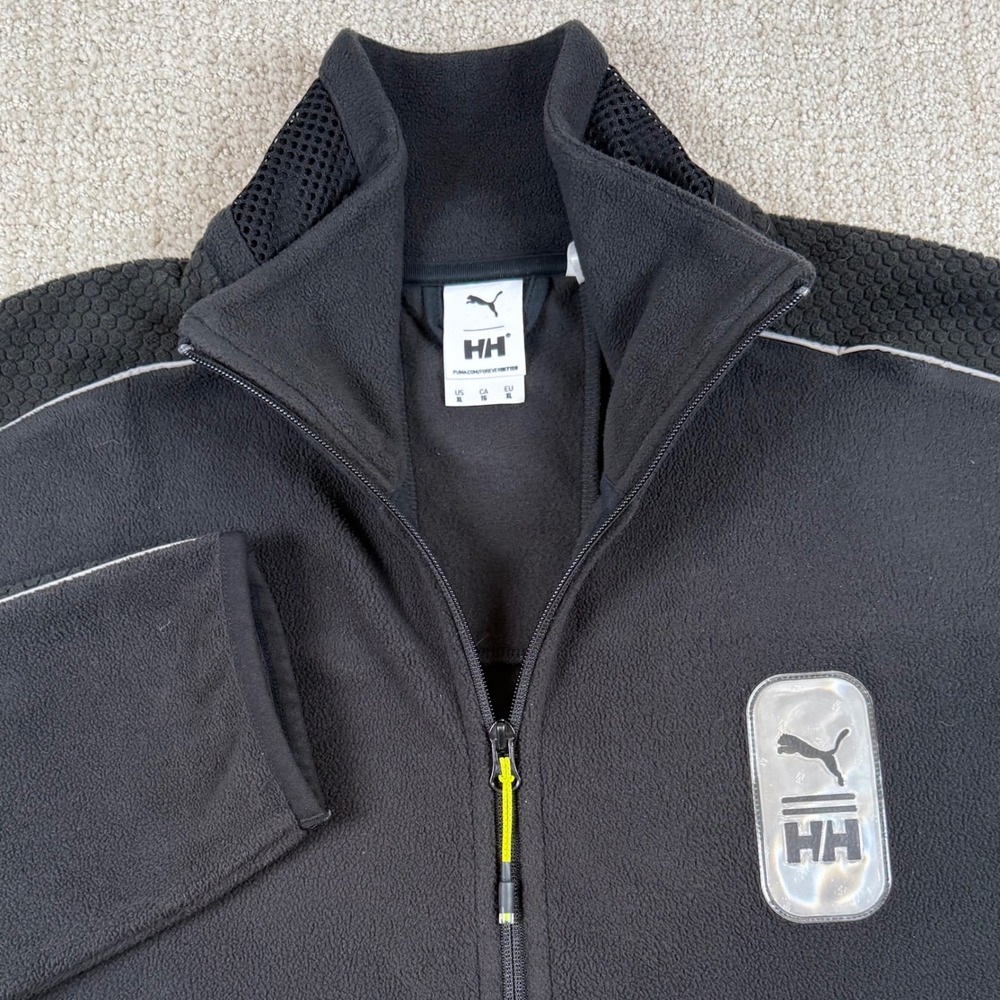 Puma x Helly Hansen Mens XL Black Reflective Full Zip Fleece Jacket
